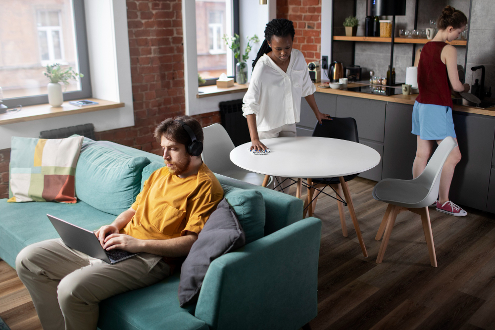 Quiet home office solutions for shared apartments with compact workspace